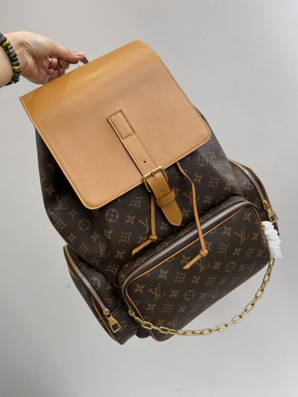 Retro Trio Old Flower Cowhide Full Logo Backpack